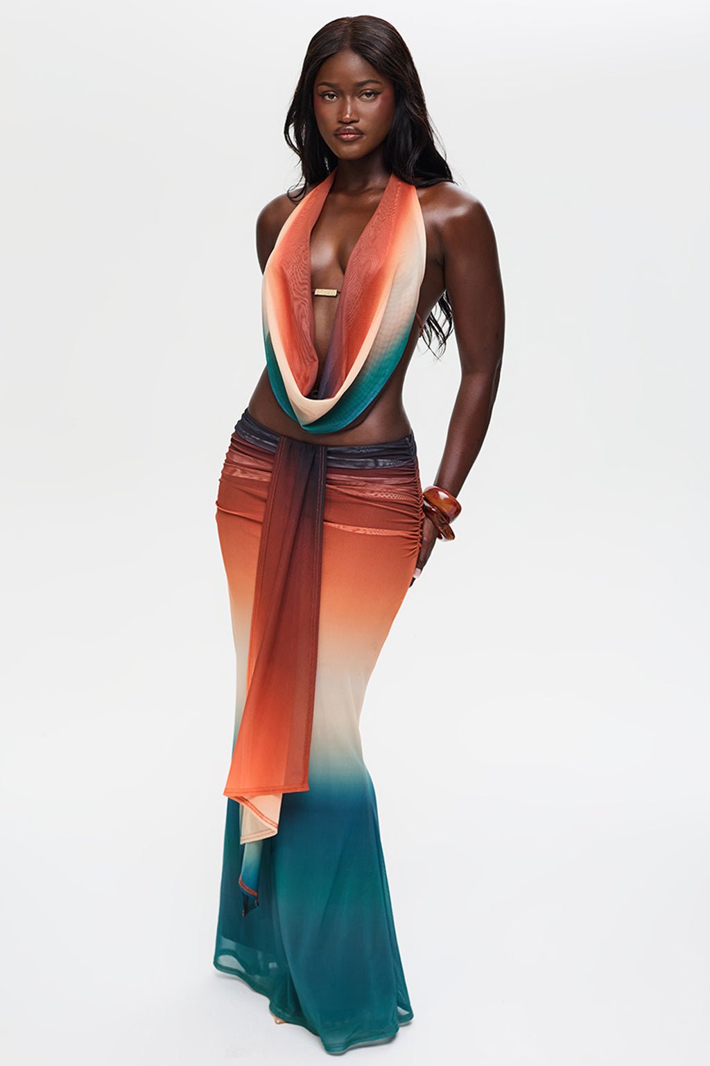 Aquarius Drape Detail Maxi Skirt – Co-Ord Skirt | MURCI – Murci