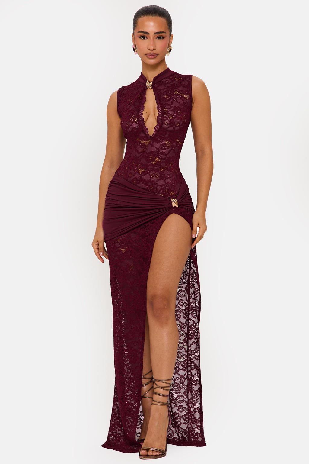 ONYX DRESS LACE KEYHOLE MAXI DRESS IN WINE 12 ONYX DRESS LACE KEYHOLE MAXI DRESS IN WINE 12