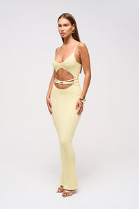 BODY CONTOUR KNITTED MAXI 
DRESS IN PRIMROSE