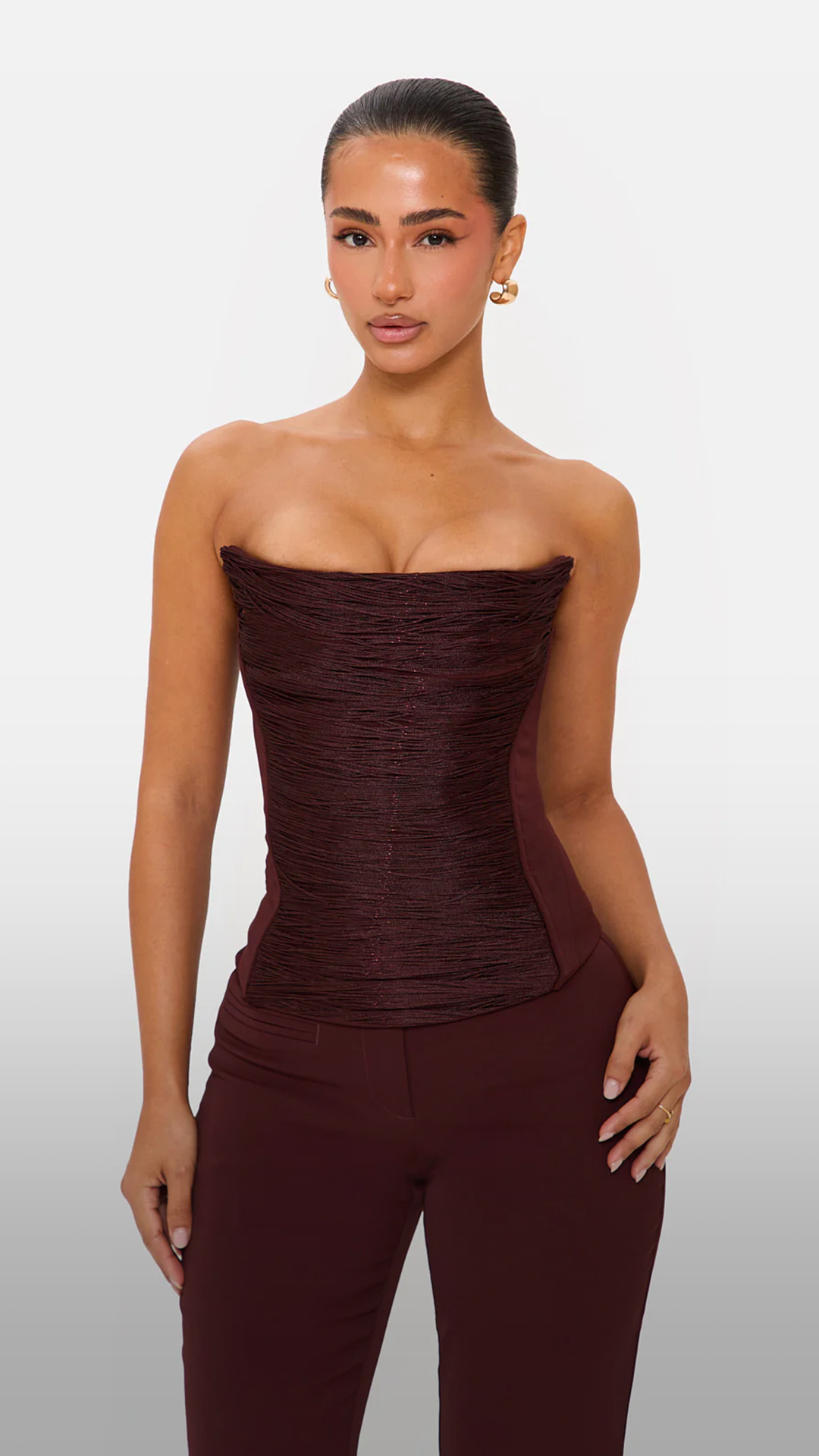 DARCY MAXI DRESS WITH CORSET IN BROWN Murci DARCY MAXI DRESS WITH CORSET IN BROWN Murci