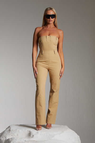 TWILL JUMPSUIT IN FAWN