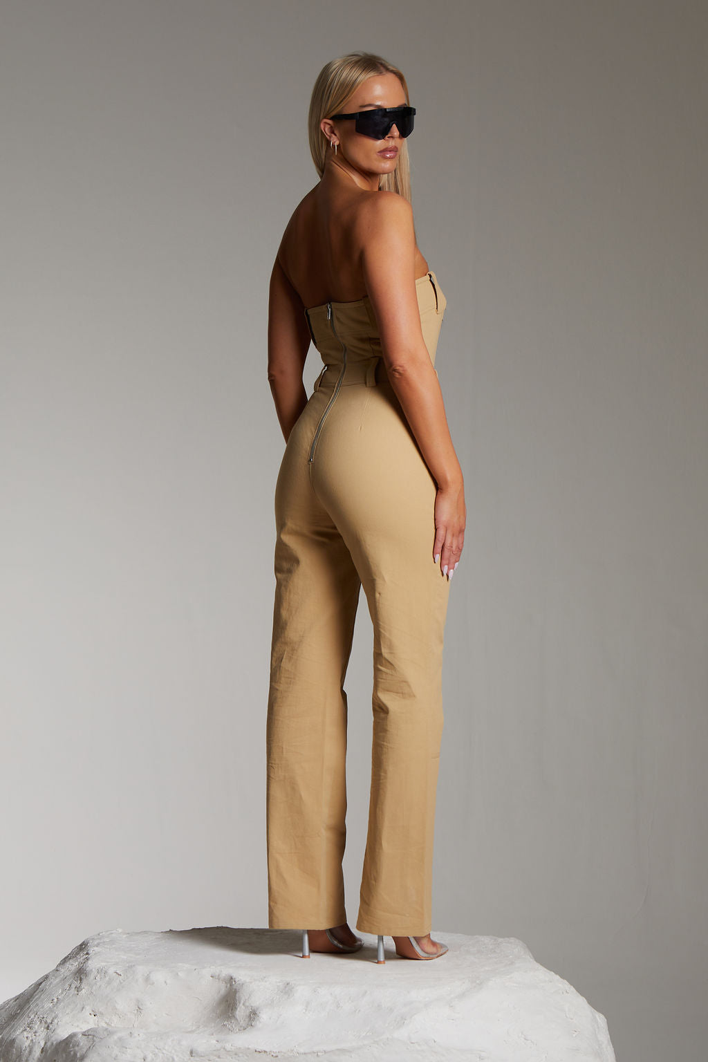 TWILL JUMPSUIT IN FAWN