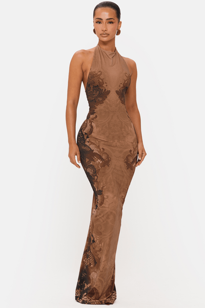 white christmas dresses ALLURE HALTERNECK PRINT MAXI DRESS – Murci