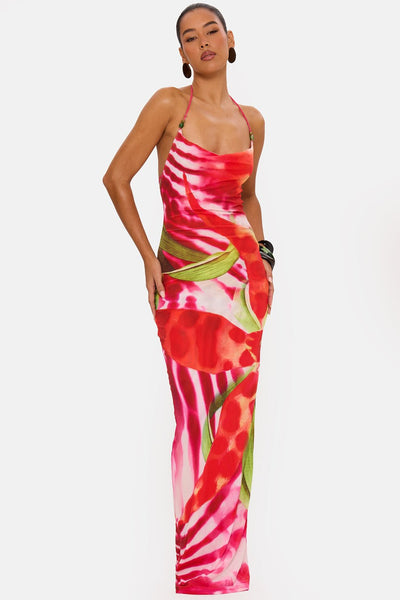 Liora Print Mesh Maxi Dress – Mesh Maxi Dress
