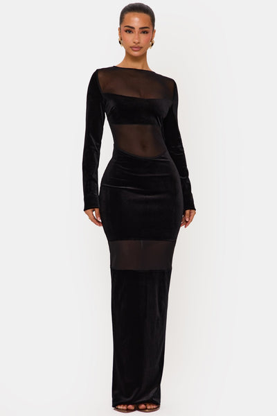 NOIR Black PANELLED MAXI DRESS / US 4
