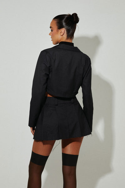 Pleated Mini Skirt in Slate